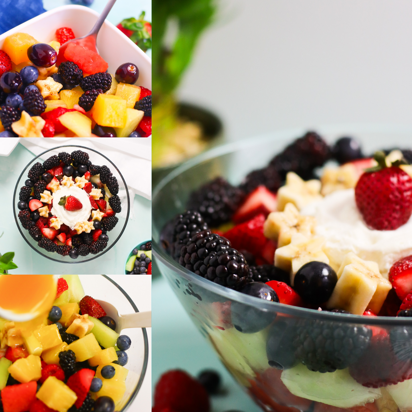 Red, White and Blue Fruit Salad - Set 4 of 4